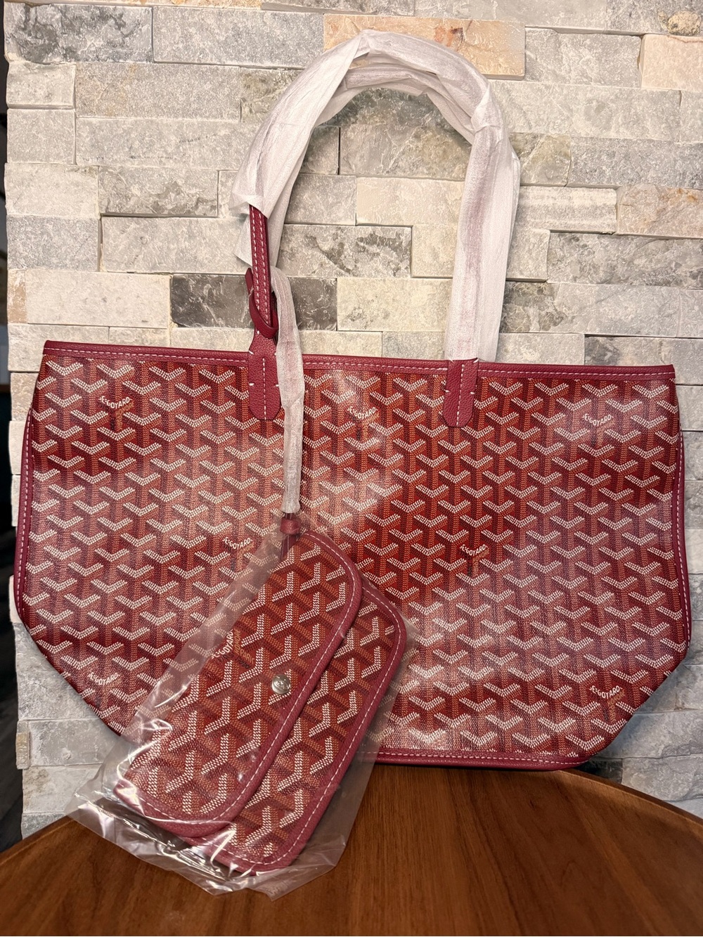 Burgundy Tote Bag + Matching Pouch